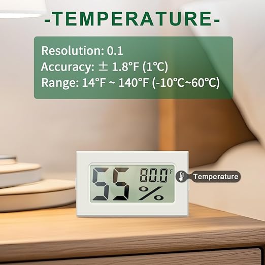 4-Pack Mini Hygrometer Indoor Humidity Meter, Digital Humidity Gauge Indoor Thermometer (℉) for Home, Office, Reptile, Car, Greenhouse, Lab, Terrarium, Cellar, Humidors A02 White