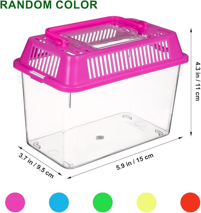 POPETPOP 4 Pcs Small Fish Tank: Plastic Goldfish Breeding Tank with Handle - Portable Mini Aquarium for Shrimp Turtle Shrimp Goldfish Tadpole (Random Color)