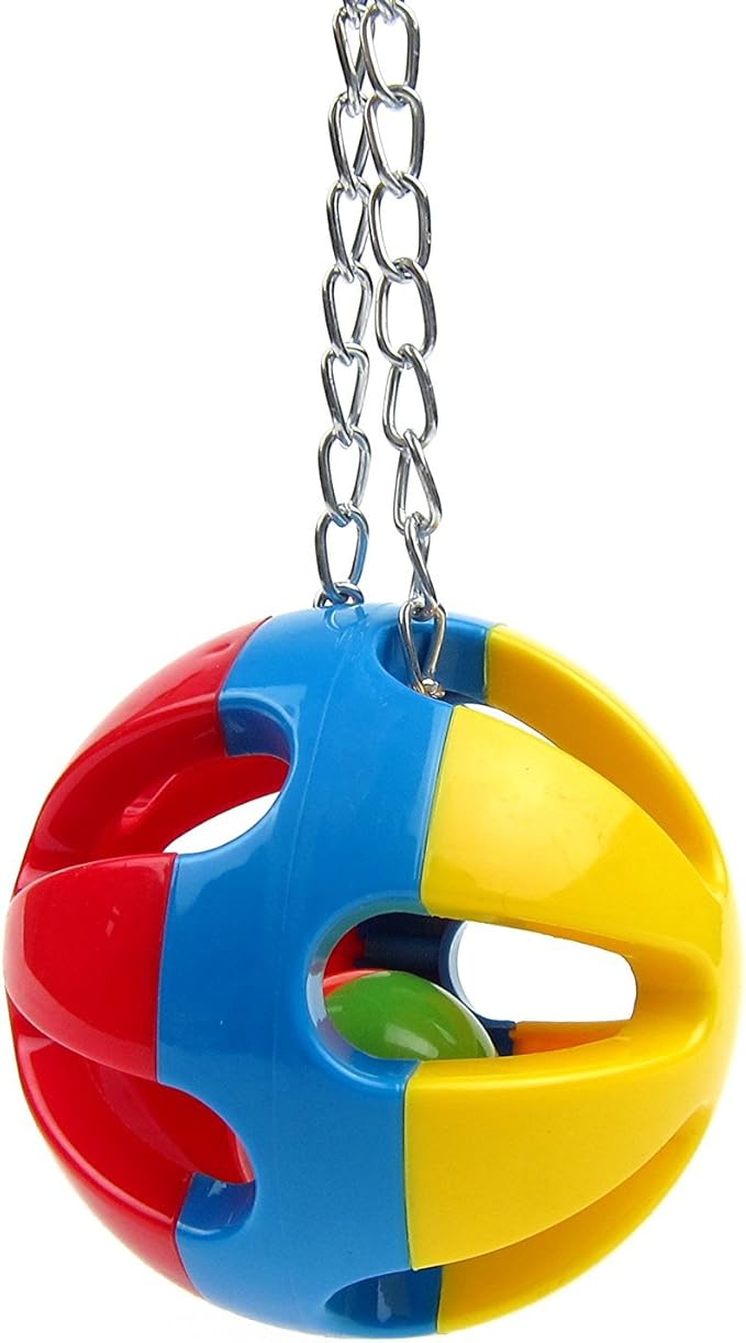 Hypeety Parrot Colorful Ball Toys with Bell Cage Hanging Chewing String for Parakeet Conure Cockatiel Small Medium Birds (B)