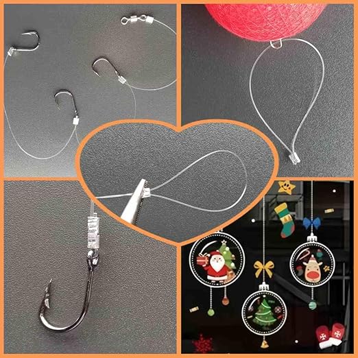 Aboda Heavy Duty Fishing Line Wire 0.8mm 656 ft, Strong Clear String for Hanging Decorations, Invisible Fishing Line for Crafts, Thick Transparent Hanging Wire for Pictures with 100 Crimp Sleeves