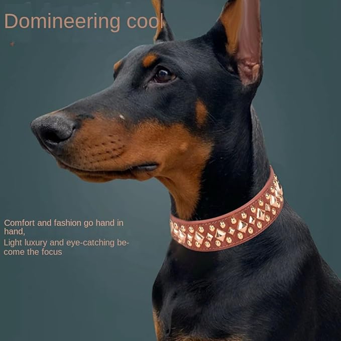 Spiked Dog Collar Soft Pu Leather Mushrooms Rivet Spike Studded Puppy Adjustable Pet Collars for Small Breeds (M, Red3)