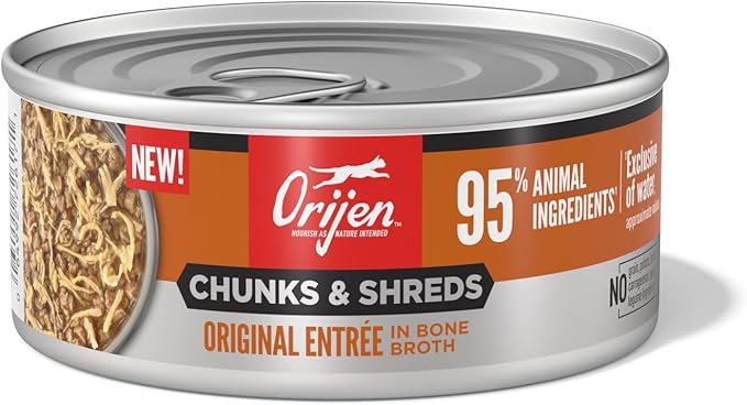 ORIJEN Chunks & Shreds Wet Cat Food Original Entrée 5.5oz Cans (6 Count)