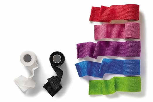 Medline Non-Sterile Self Adherent Cohesive Bandages, Color Pack (Pink, Green, Black, Red, Purple, White, Blue), 3" x 5 yds., (7.6 cm x 4.6 m), Not Made from Natural Rubber Latex, Pack of 24