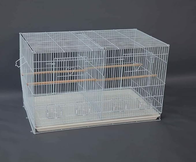 Seny Lot of 4 Breeding Bird Carrier Cage with Dividor for Parakeet Canary Finch Lover Bird (White)