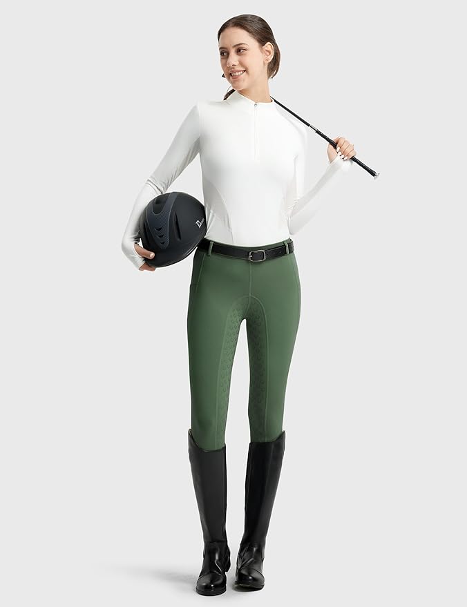 FitsT4 Sports Women's Full Seat Riding Tights Active Silicon Grip Horse Riding Tights Equestrian Breeches