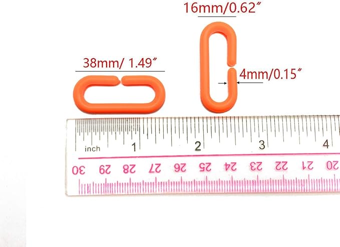200-Piece Orange Plastic Chain Links & Toys - Interlocking C-Clip Bird Cage Accessories for Parakeets, Sugar Gliders, Small Pets (Climbing/Swinging Toys)