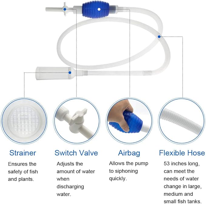 GreenJoy Aquarium Fish Tank Cleaning Kit - 5 in 1 Algae Scraper Set - Siphon Vacuum for Water Changing and Sand Cleaner (Cleaner Set)