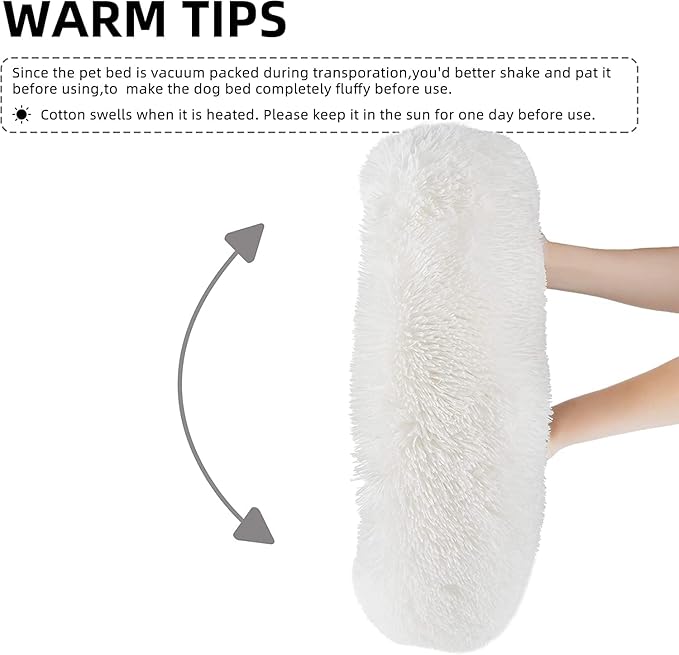 Cat Beds for Indoor Cats - Cat Bed Washable 20/24 inches, Dog Beds for Small Medium Dogs, Anti Anxiety Round Fluffy Plush Faux Fur Pet Bed, Thick Bottom