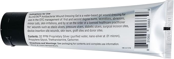 SilvrSTAT First Aid Kit Gel | 32 PPM Silver Healing Wound Dressing Solution | SilverSol Ag₄O₄ Particles | 3 oz