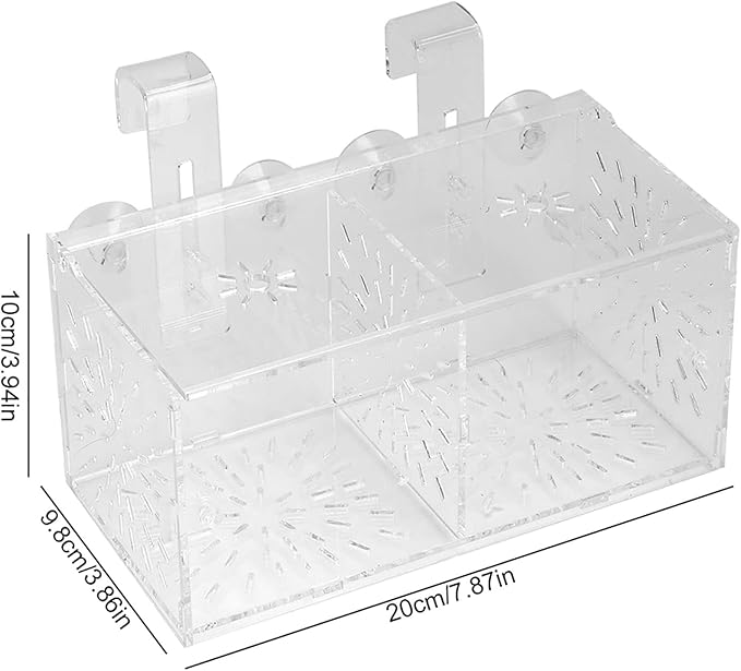 Fish Breeding Box, Acrylic Fish Isolation Box Transparent Aquarium Acclimation Hatchery Incubator with Suction Cups Aquarium Breeder Box for Newborn Fry Shrimp