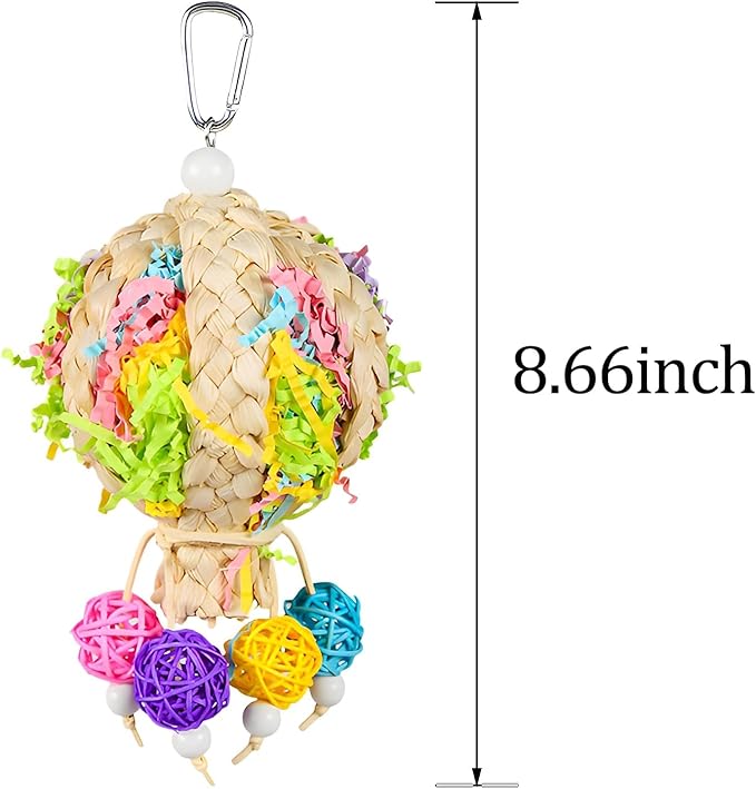 Bird Toys Foraging Shredder Hanging Toys Rope Perch with Bell Parakeet Toy Parrot Swing Climbing Standing Toys Bird Cage Accessories for Conure Cockatiel Budgies Lovebird, 2 Pack