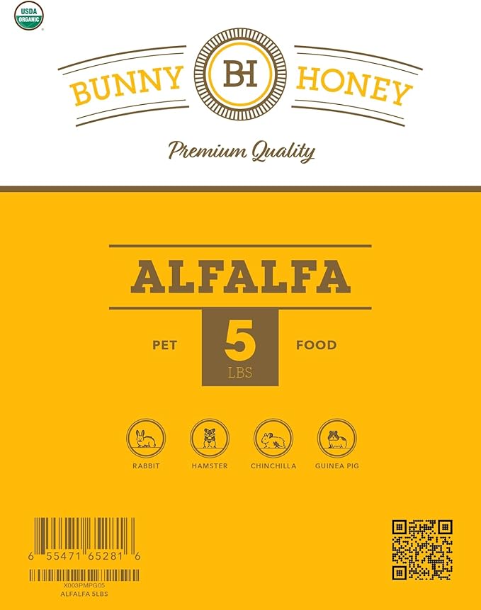 Bunny Honey Organic Alfalfa Hay for Bunnies 12 lb Dim wt/5 lb High-Protein & Calcium, Supports Growth & Dental Health, Fresh & Nutritious