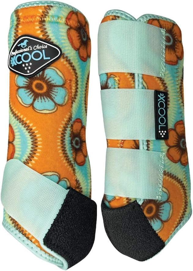 Professional's Choice 2XCOOL Sports Medicine Horse Boots | Protective & Breathable Design for Ultimate Comfort, Durability & Cooling in Active Horses | 2 Pack | Large Flower