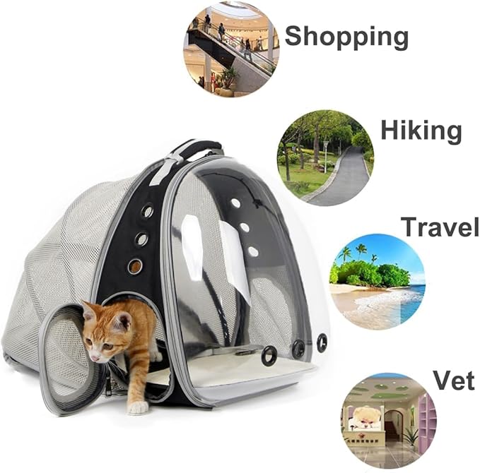 halinfer Cat Bubble Backpack with Fan, Fit up to 12 lbs, Space Capsule Astronaut Clear Window Pet Travel Carrier Backpack for Cat and Small Puppy
