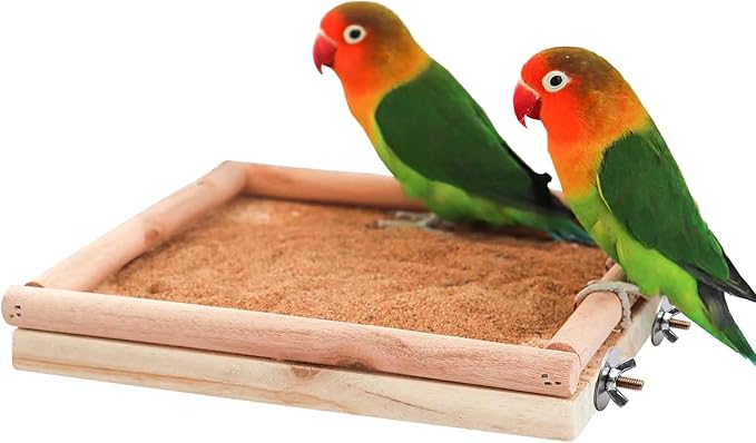 Natural Wooden Parrot Bird Perch Stand, Parakeets Paw Grinding Standing Pole, Cage Accessories for Small Animals Rat Hamster Budgies Lovebirds Cockatiels