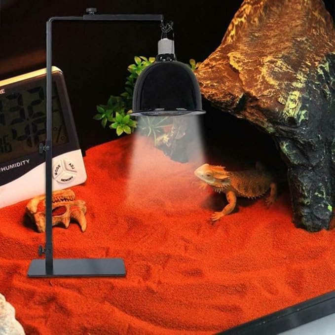 Hamiledyi Adjustable Reptile Lamp Stand 15"-25" Metal Bracket - Heavy-Duty Heat/UVB Light Holder for Reptile Terrariums, Turtle Tanks & Amphibian Habitats