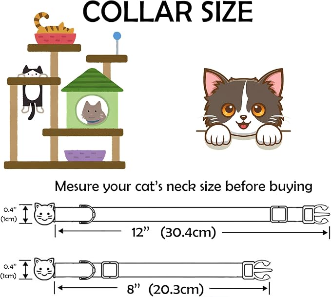 Elegant little tail 2 Pack Cat Collar- Halloween Orange&Purple Linnet Cat Collars Breakaway with Bell Pendant Wedding Kitten Boy Girl Safety Adjustable 7-12 Inch Collar for Small Cats Puppy