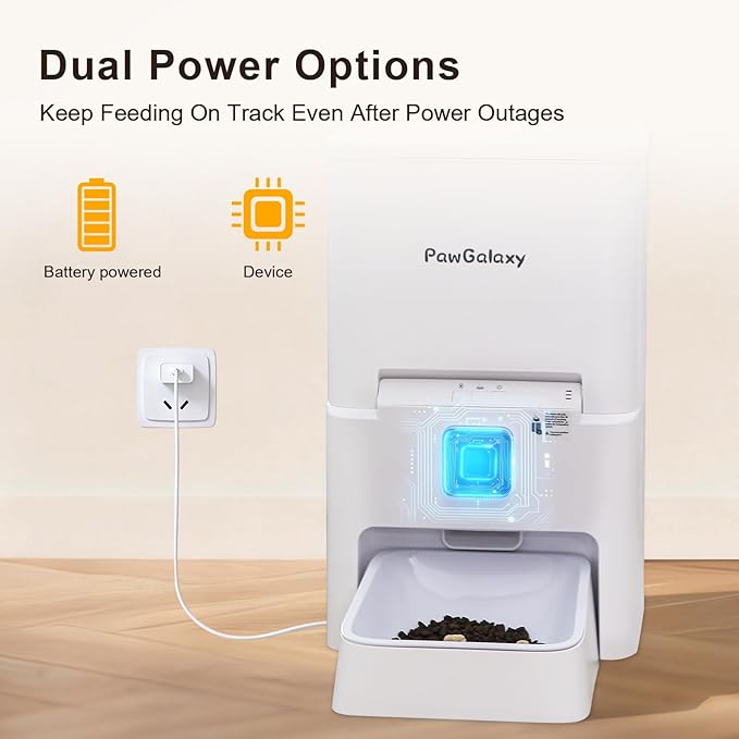 Automatic Pet Feeder, White 6L Cat Food Dispenser, Supports 5G & 2.4G, with 1080P HD Night Vision 142° Camera, APP Remote Control, Customizable Portion Sizes, Low Food & Motion Alerts