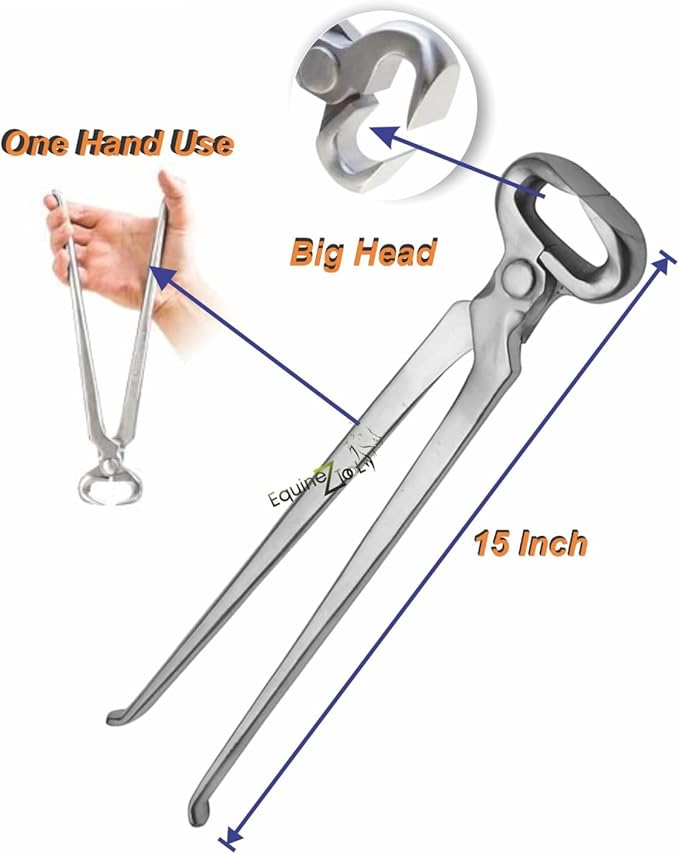 Hoof Nipper 15" Vanadium Steel Farrier Tool – Heavy Duty Professional Hoof Trimming Tool with Dull Finish for Precision Hoof Care, Durable Construction & Enhanced Grip for Farriers and Horse Owners