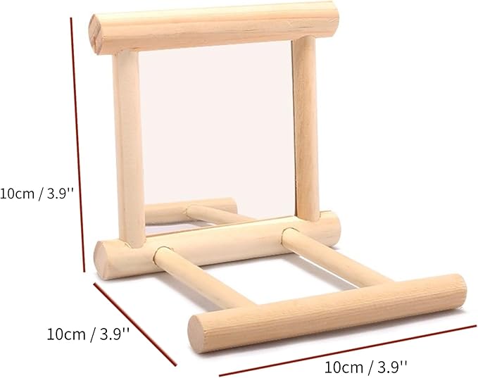 Bird Mirror Parakeet Mirror Perch Stand Wooden Swing Mirror Toy Cage Accessories for Parrots Budgies Parakeets Cockatiels Lovebirds Finches