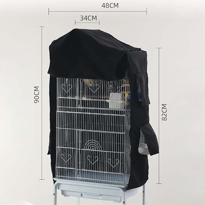 Bird Cage Cover,Blackout Cover Shading Cloth, Washable Birdcage Cover, Windproof for Parrot Parakeets Lovebirds Macaw Square Cages Accessories