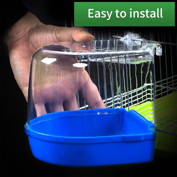 Tfwadmx Bird Cage Bath Parrot Bath Box Accessory Supplies Hanging Bathing Tub for Small Birds Canary Budgies Cockatiel Lovebirds