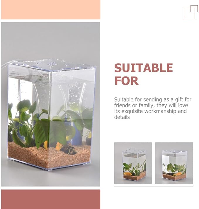 Acrylic Fish Breeding Box-1pc Acrylic Fish Isolation Box Tank Desktop Aquarium Betta Tank Small Aquarium Miniature Turtle Tank Mini Bowl Container