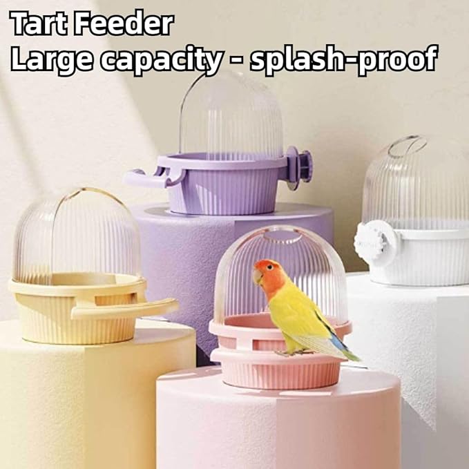 Bird Feeder for Cage – No Mess Feeder & Water Dispenser, Easy to Install and Clean, Semi-Enclosed Design Prevents Splashing (Purple)