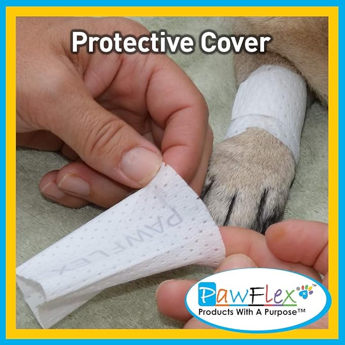 Protective Sleeve Tubular Cover - Bandages - for Dogs Cats and Other Pets First Aid Wound Care Comfortable Non-Adhesive Breathable & Water Resistant 12 Strips (yields 24-36 Covers)-(Medium)