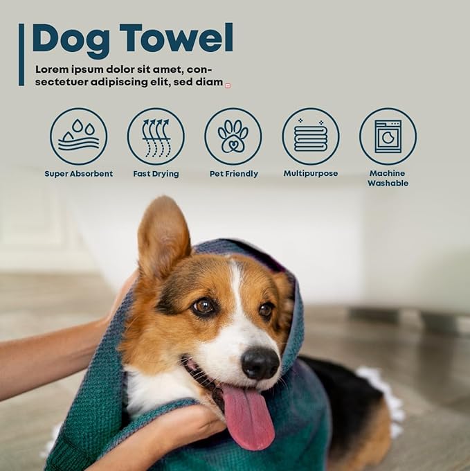 Extra Large Dog Towel Soft Absorbent Bath Pet Towels for Drying Dogs, Elastic Terry Microfiber Soft Towel, Machine Washable, Quick Dry, Multipurpose (L, XL, 2XL) (Green, XL)