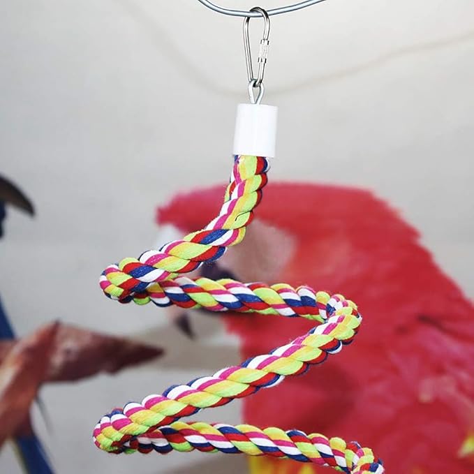 2PCS Rope Bungee Bird Toy,Bird Bungee Climbing Swing, Large and Small Sizes (43 &13.7 Inches)