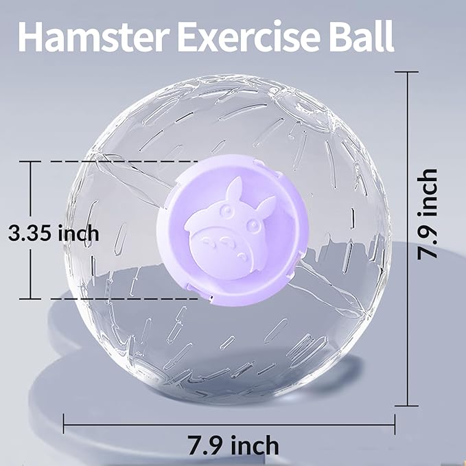 7.9 inch Hamster Ball, Exercise Toys, Running Ball, Clear Plastic Balls, Large Space, Easy to Clean, Hamster Cage Accessories, for Small and Medium Hamsters, Syrian Dwarf Hamster, Purple