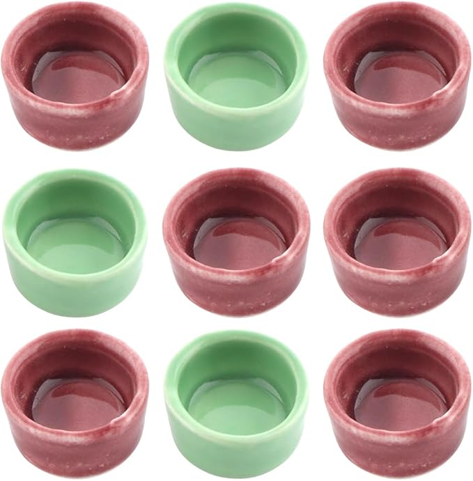9 Pcs Tarantula Water Bowl Ceramic Mini Dish for Spider Tarantula Hermit Crab Terrarium Breeding Feeders (Colors May Vary)