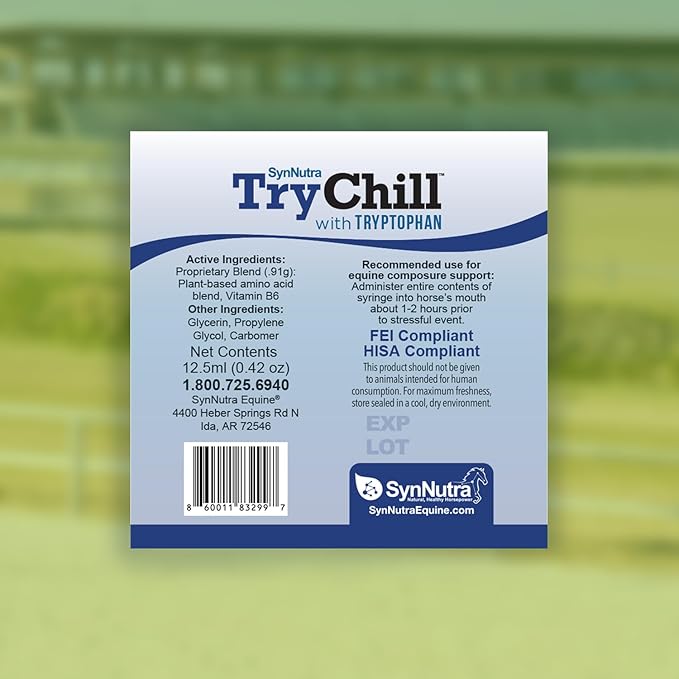 TryChill™ – L-Tryptophan-Based Support for Horses – Promotes a Composed Demeanor Without Sedation – Enhances Focus, Confidence & Performance – 100% Natural & Competition Safe
