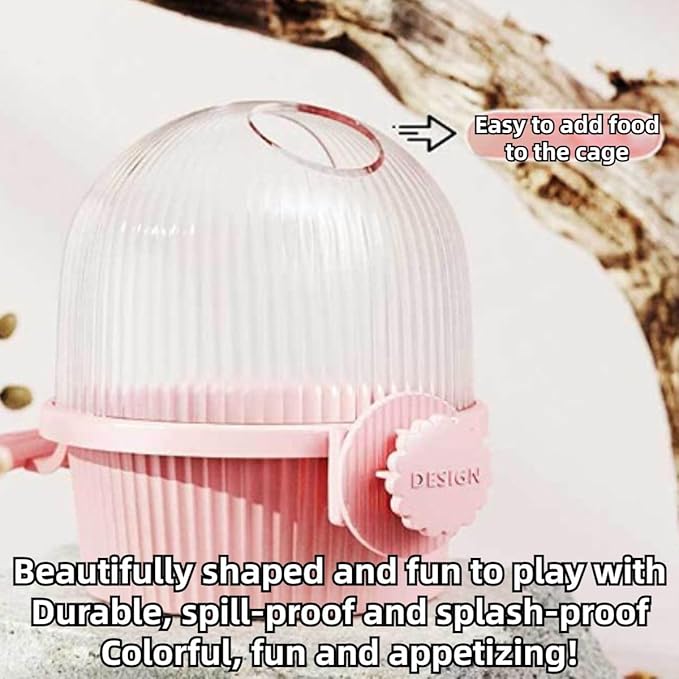 Bird Feeder for Cage – No Mess Feeder & Water Dispenser, Easy to Install and Clean, Semi-Enclosed Design Prevents Splashing (Yellow)