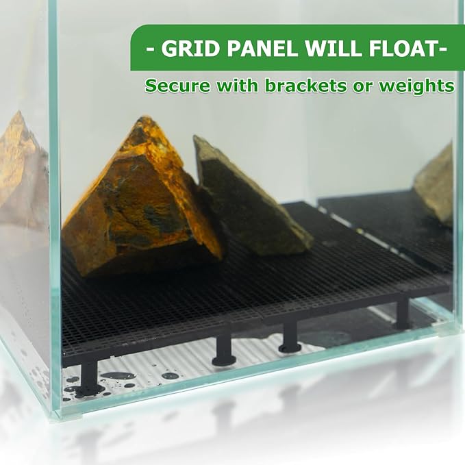 LINLAN 8 Pieces High-Density Aquarium Grid Plastic with 48 Brackets, Fish Tank Divider, Egg Crate for DIY Filtration and Bottom Protection in Aquascaping