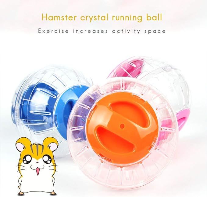 Mini New Cute Dwarf Hamster Running Ball 4.7 Inches Crystal Ball for Hamsters Small Silent Exercise Wheel Small Cage Accessories Suitable for Hamsters Less Than 4 inches 10 cm in Length (Pink)