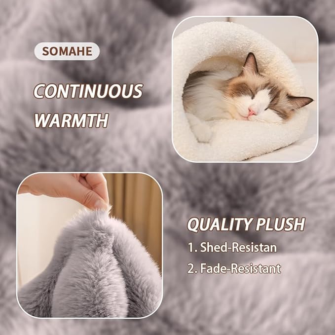 Self-Warming Cat Sleeping Bag, Enclosed Hooded Snuggle Sack with Dual-Side Plush Cat Cave Bed, Portable Foldable Pet Sleeping Pod for Indoor & Travel, Anti-Static, 21.7"x17.7"Beige
