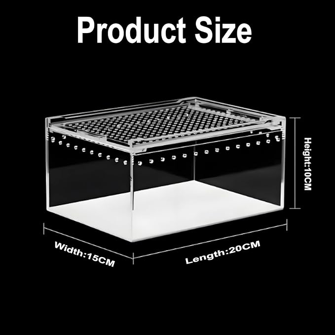 20x15x10cm Reptile Terrarium,Small Plastic Terrarium for Lizards Frogs Snakes,Transparent Spider Scorpion Insect Enclosure with Ventilation,for Pet Breeding Molting and Isolation Habitat
