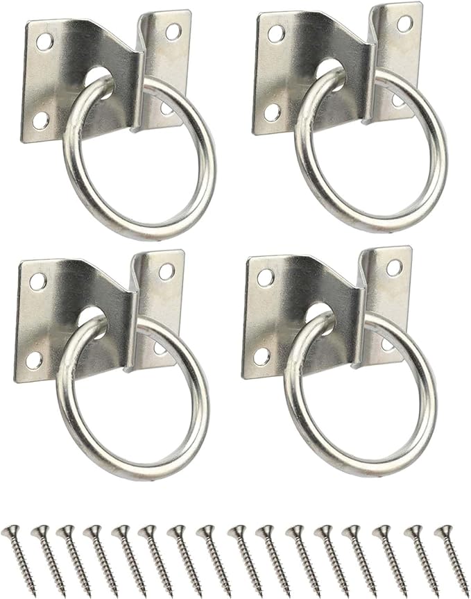 4PCS Cross Tie Ring for Horse,Block Tie Ring Hitching Ring with Screws for Horse Stall Stable