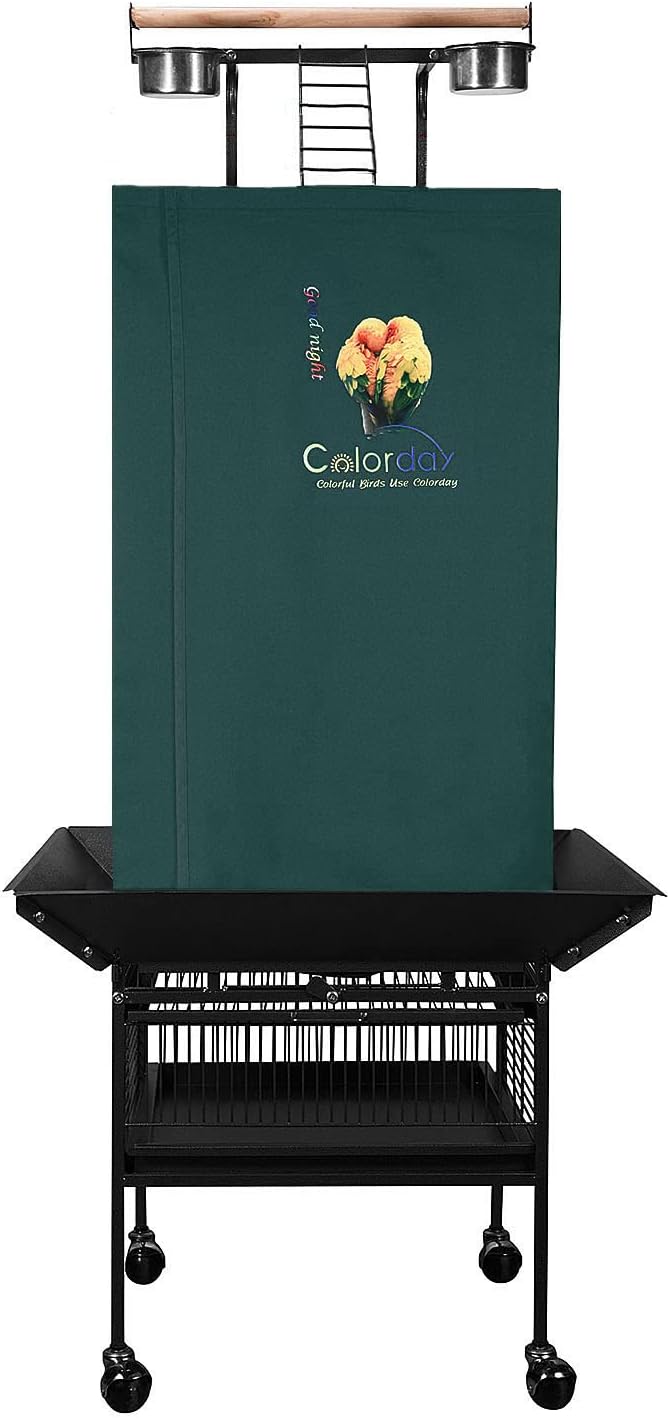 Colorday Good Night Bird Cage Cover for Large Bird Cage with Play Top (Patented), Green 61"