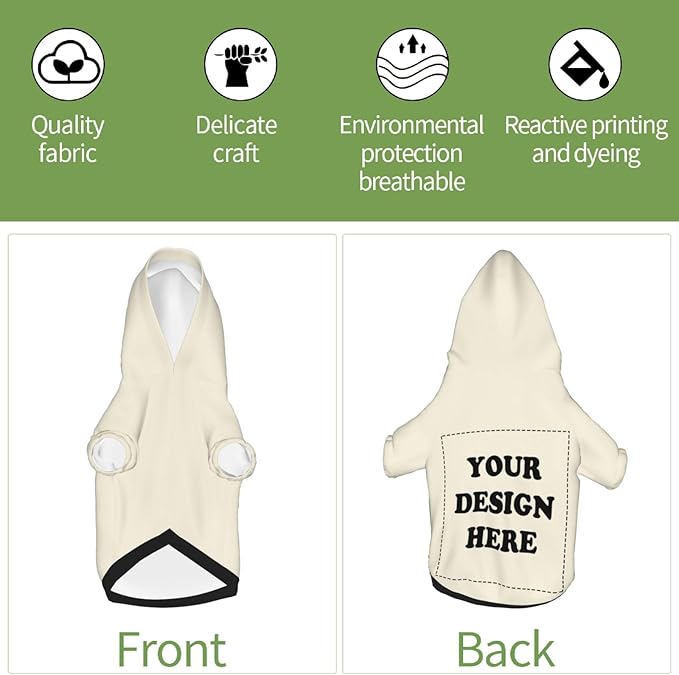 Dog Clothes, Custom Dog Hooded Sweatshirt, Personalized Pet Costume Robe Shirt with Text/Image/Club Name/Pet Shop Logo for Small Medium Large Dogs and Cats, CreamYellow, XXS