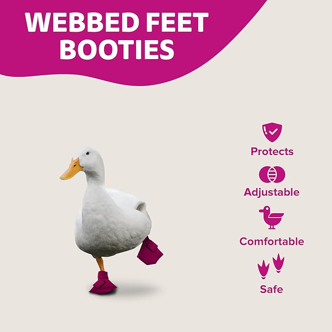 Duck Shoes for Injured Feet – Protective Neoprene Footwear for Ducks, Protective Shoes for Birds with Injured feet, Bumblefoot Relief - Small, 2.5’’ Max. Inside Width - Pink
