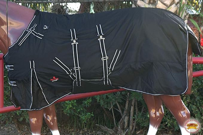 Black 84 in HILASON 1200D Winter Waterproof Poly Horse Turnout Blanket Belly Wrap