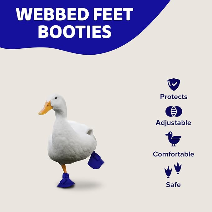 Duck Shoes for Injured Feet – Protective Neoprene Footwear for Ducks, Protective Shoes for Birds with Injured feet, Bumblefoot Relief - Medium, 3.5” Max. Inside Width - Royal Blue