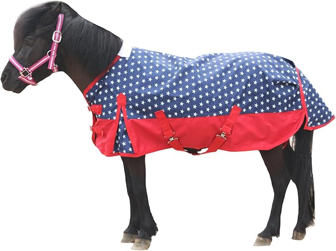 Mini Horse/Pony/Foal/Miniature Size 36"-51" Lightweight Waterproof & Breathable 1200 Denier Turnout Blanket with No Filling Star 42"