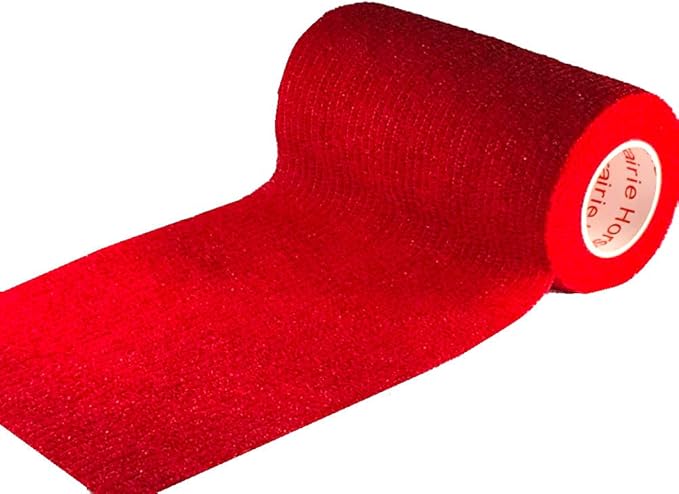 Vet Wrap Tape (Red) (2 Pack) (3 Inch x 15 feet) Self Adhesive Adherent Adhering Cohesive Flex Self Stick Bandage Grip Roll Dog Cat Pet Horse
