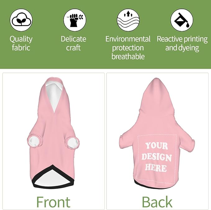 Personalized Dog Hoodie, Custom Dog Costumes for Small Dogs, Holiday Happy Dog Clothes Football Pet Shirt Sweater with Name Number for Girl/Boy Cats/Kitten, Pink, L