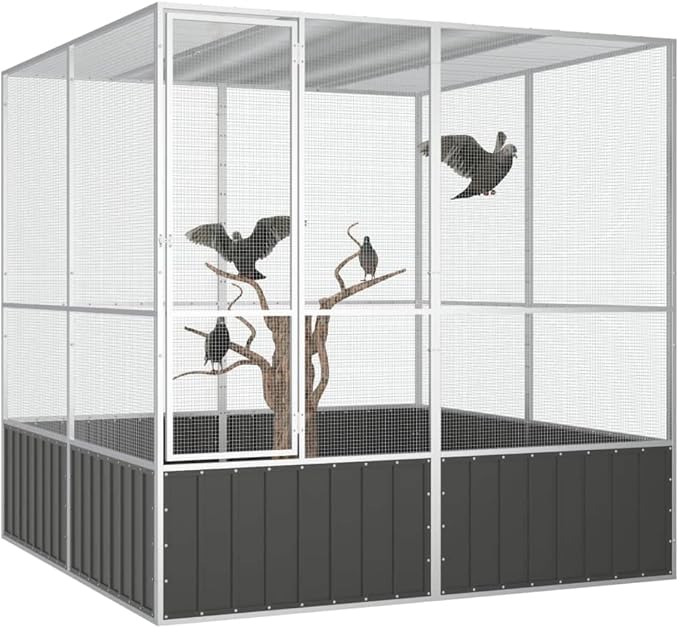 Large Flight King Bird Cage, Steel Bird Cage Flight Cage for Cockatiels African Parakeets Green Cheek Conures Pigeons Parrot, Anthracite 84.1"x85.6"x83.3",-968