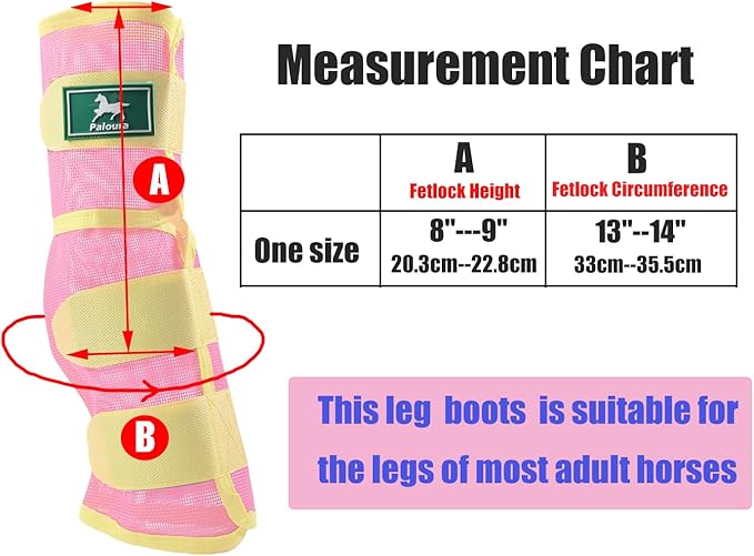 Fly Boots for Horses Set of 4 – Breathable Mesh Leg Protection for Summer with Ventilated Design & All-Day Comfort （Pink，Large